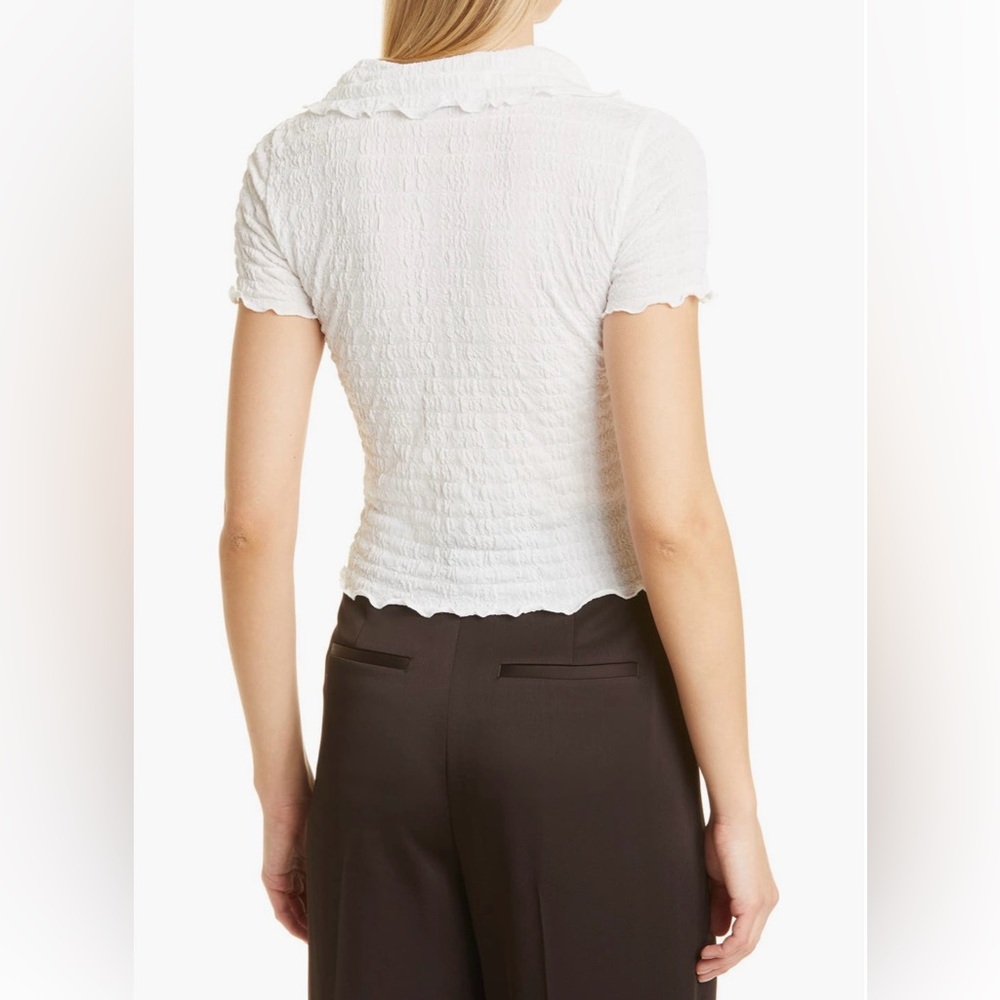 Vince Smock Short Sleeve Women's Cream Button-Up Top, XL, NWT - Picture 3 of 16